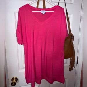 Pink Lily fuchsia V neck top